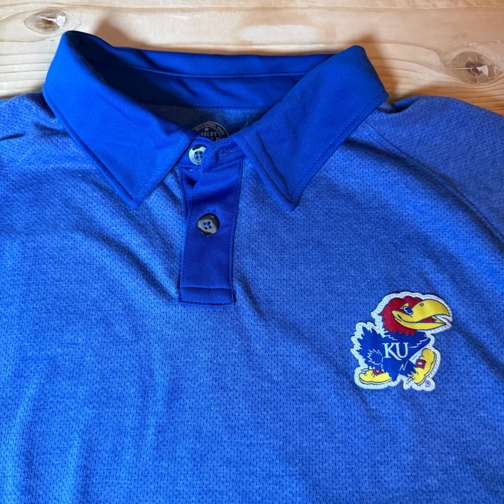 Rivalry Threads Kansas Jayhawks‎ Men 2XL Blue Polo Shirt NCAA KU Logo New